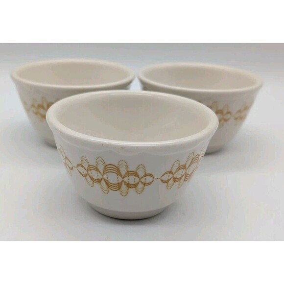 Vtg Buffalo China Mustard Loops Soup Cups Set Of 3 Restaurant Ware Replacement - Picture 1 of 5